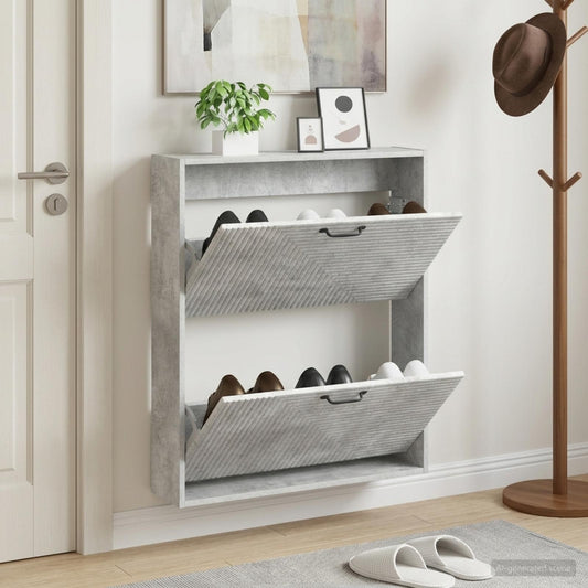 Wall-Mounted Shoe Cabinet HAARLEM 71 x 17 x 86 cm Concrete Grey