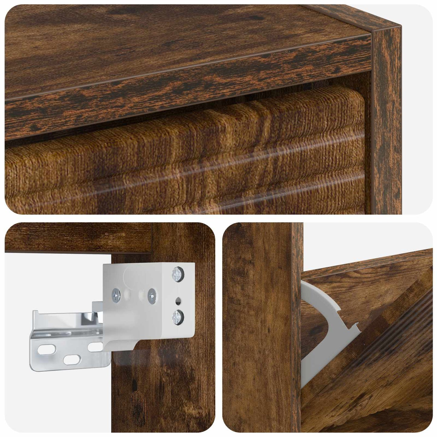 Wall-Mounted Shoe Cabinet HAARLEM 71 x 17 x 86 cm Smoked Oak