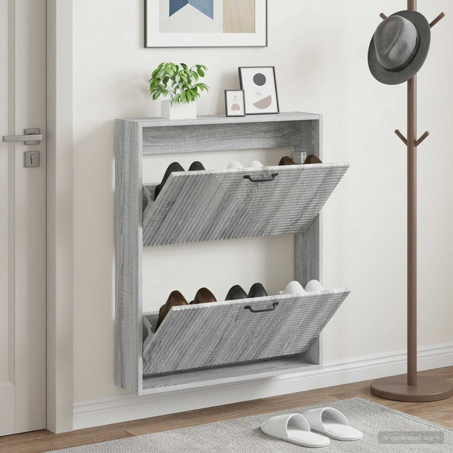 Wall-Mounted Shoe Cabinet HAARLEM 71 x 17 x 86 cm Grey Sonoma