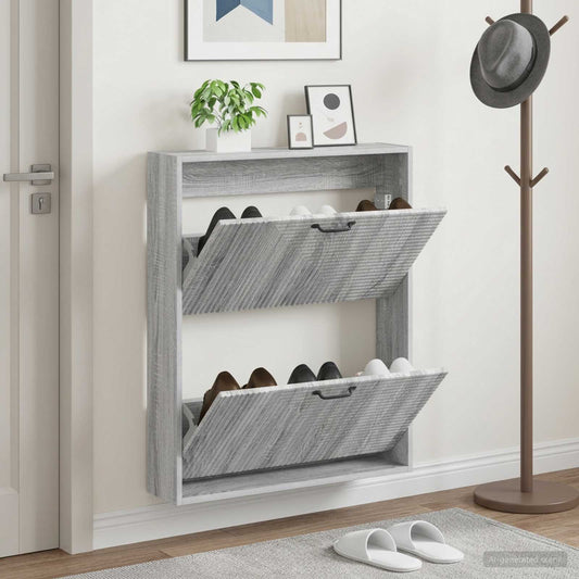 Wall-Mounted Shoe Cabinet HAARLEM 71 x 17 x 86 cm Grey Sonoma