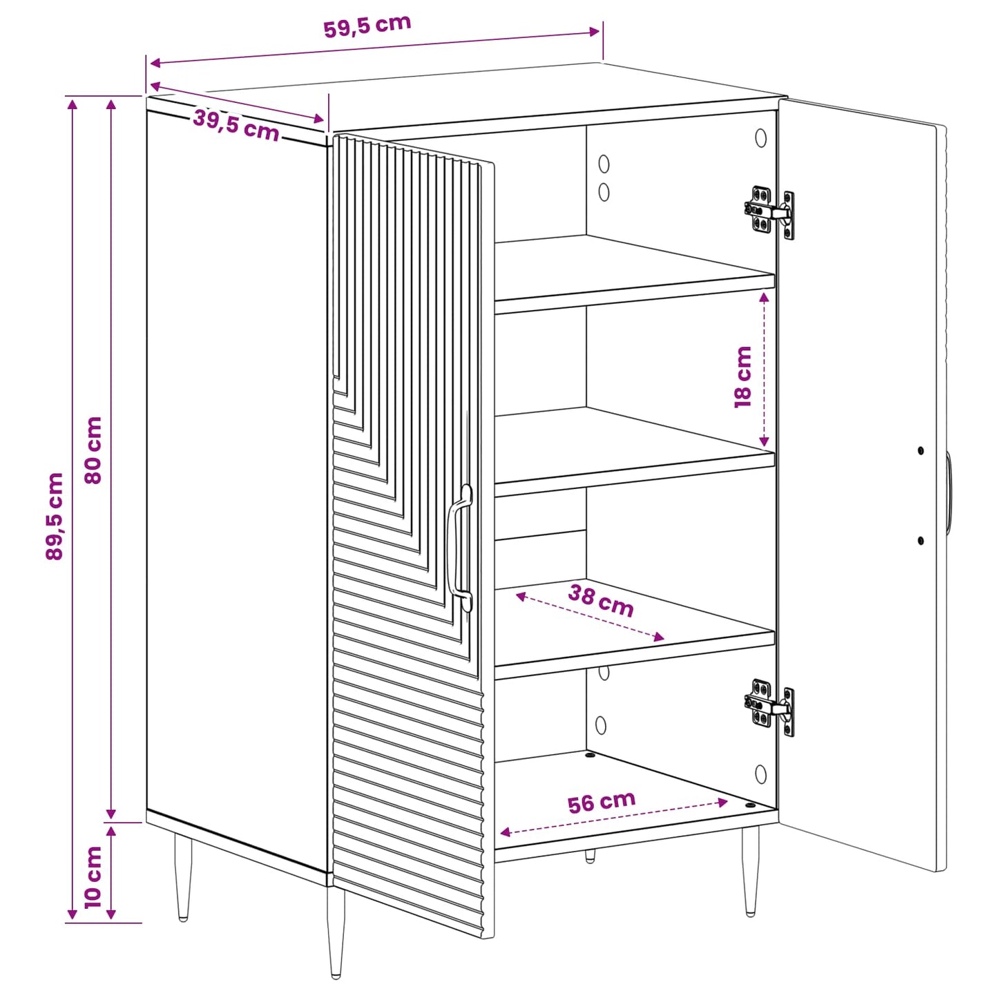 Shoe Cabinet HAARLEM 59.5 x 39.5 x 89.5 cm Engineered Wood