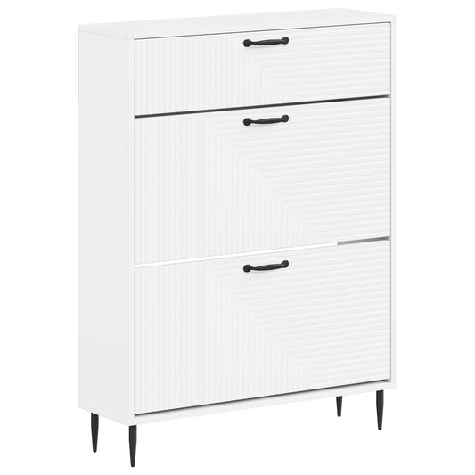 Shoe Cabinet HAARLEM 78 x 24 x 103 cm Engineered Wood White