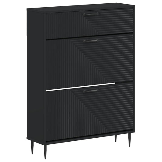 Shoe Cabinet HAARLEM 78 x 24 x 103 cm Engineered Wood Black
