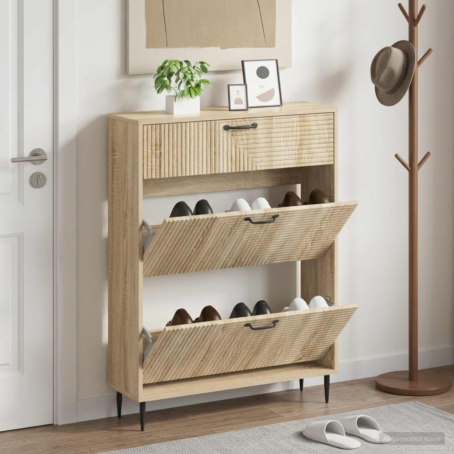 Shoe Cabinet HAARLEM 78 x 24 x 103 cm Engineered Wood