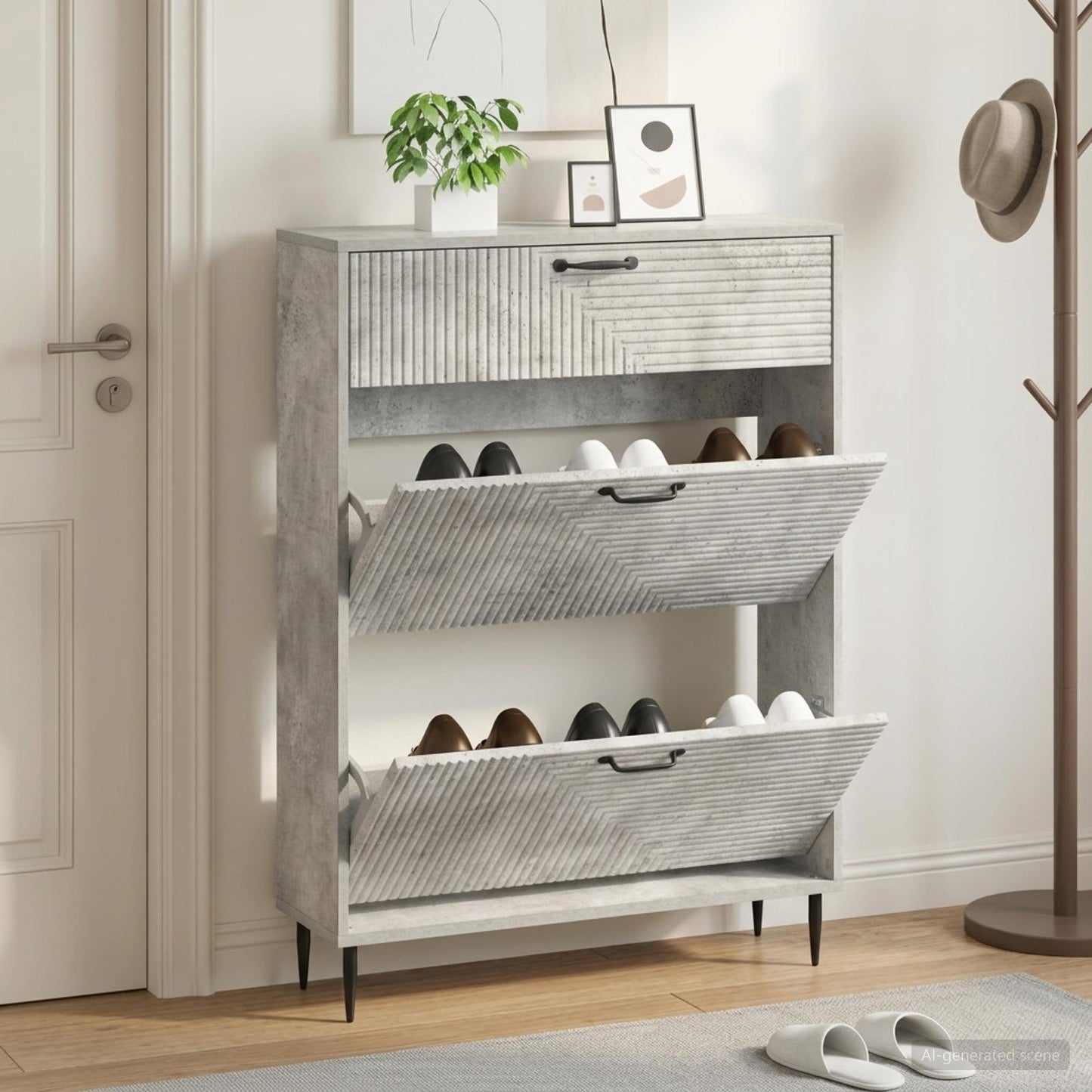 Shoe Cabinet HAARLEM 78 x 24 x 103 cm Engineered Wood