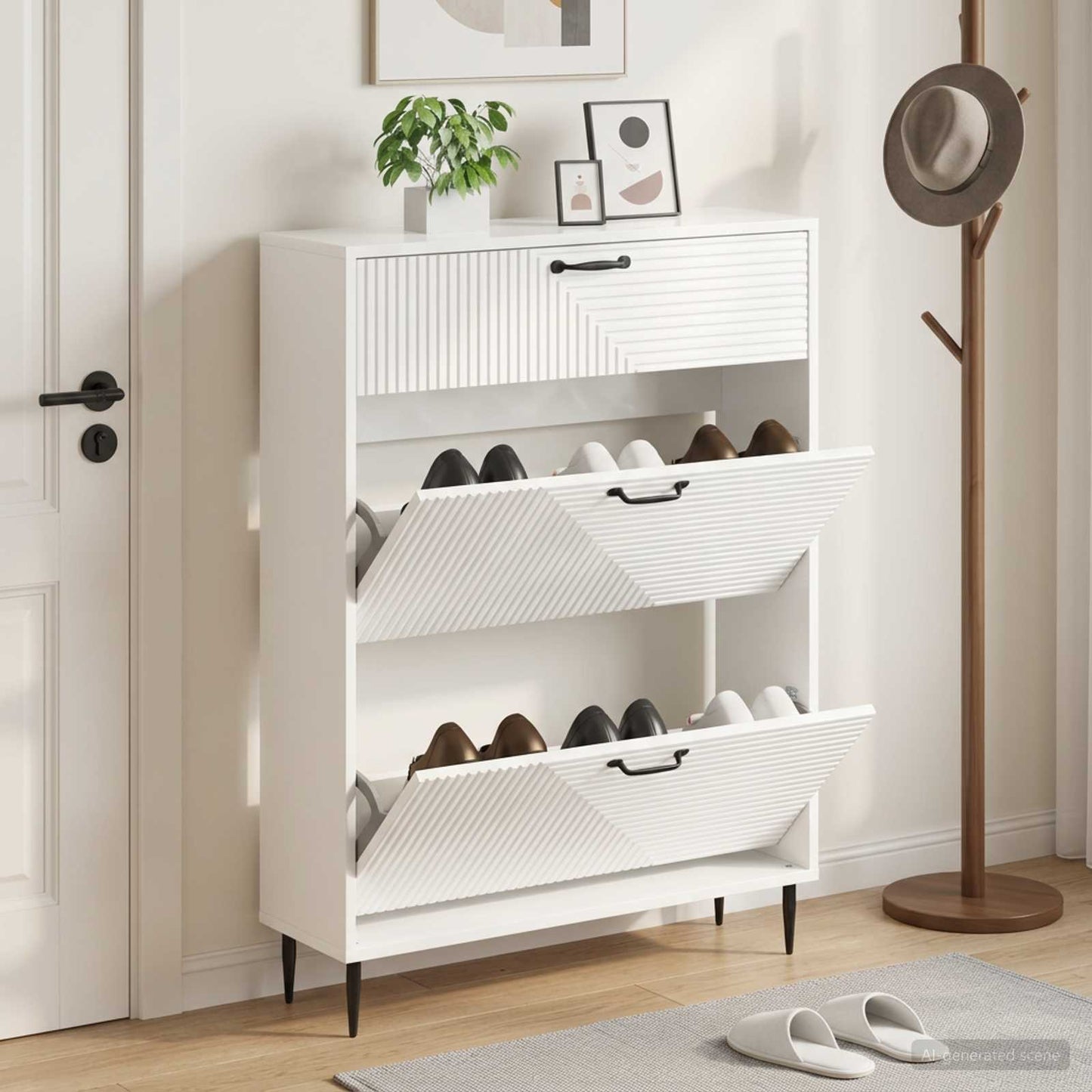 Shoe Cabinet HAARLEM 78 x 24 x 103 cm Engineered Wood