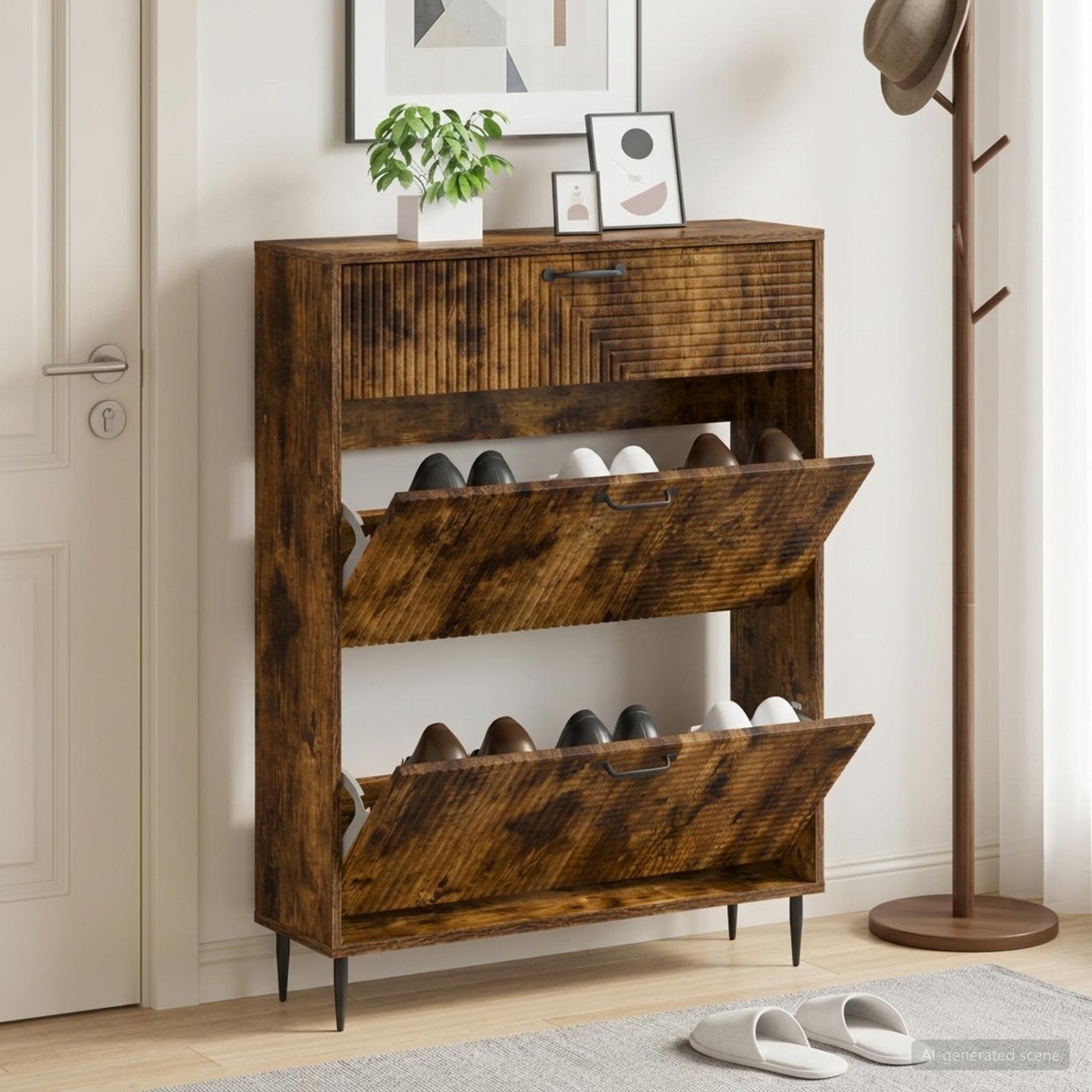 Shoe Cabinet HAARLEM 78 x 24 x 103 cm Engineered Wood