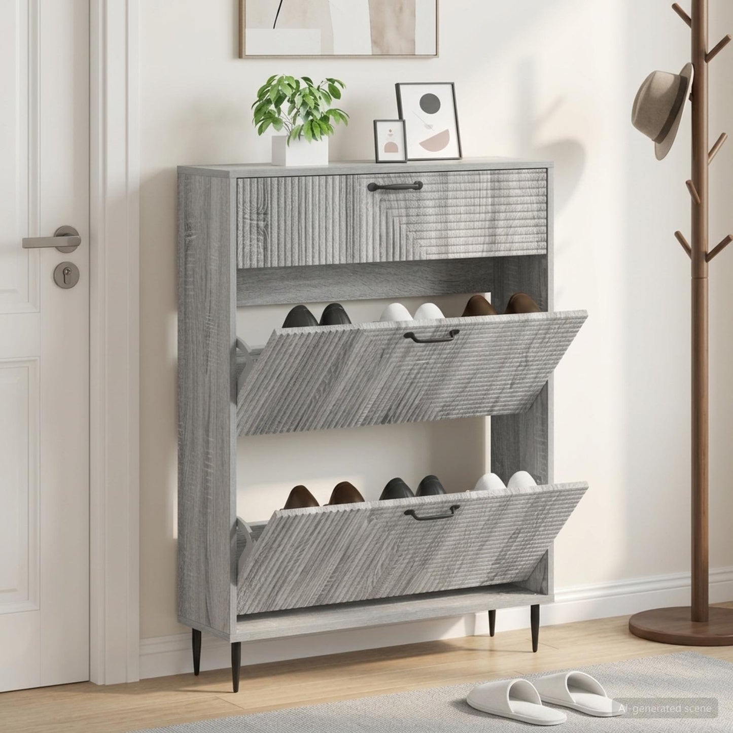 Shoe Cabinet HAARLEM 78 x 24 x 103 cm Engineered Wood