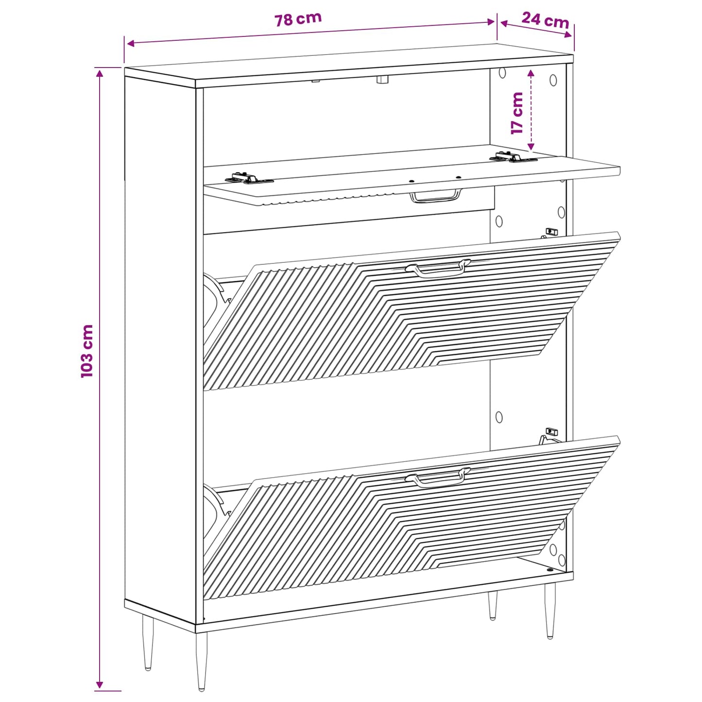 Shoe Cabinet HAARLEM 78 x 24 x 103 cm Engineered Wood