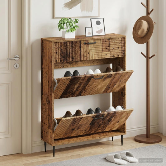 Shoe Cabinet HAARLEM 78 x 24 x 103 cm Engineered Wood Old Wood
