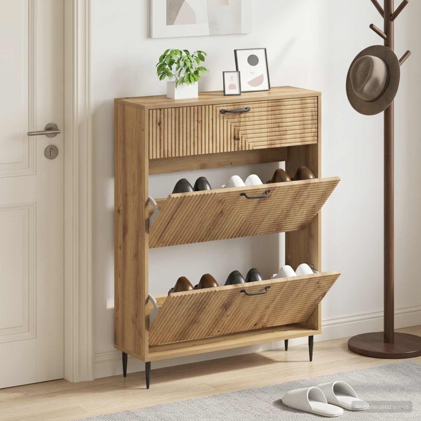 Shoe Cabinet HAARLEM 78 x 24 x 103 cm Engineered Wood
