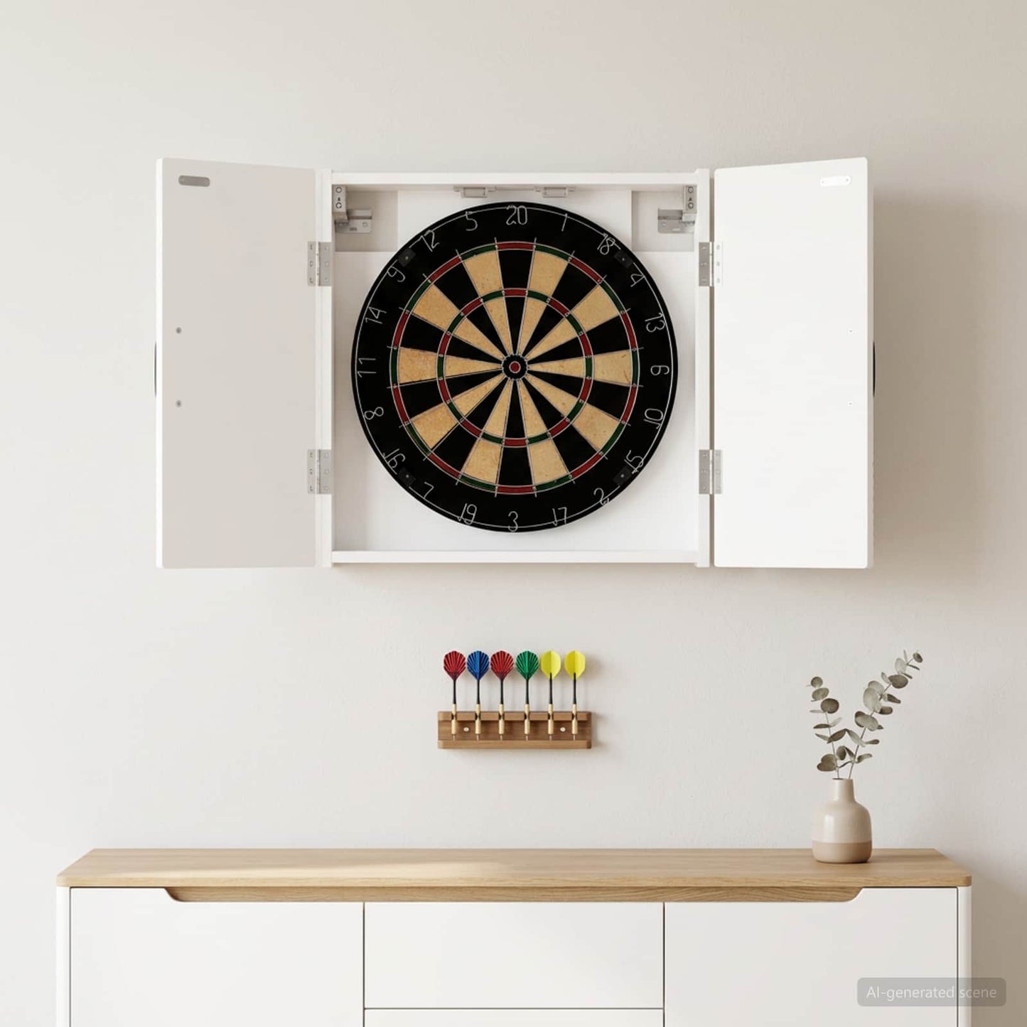 Dartboard Cabinet HOORN White 52.5 x 10.5 x 53.5 cm