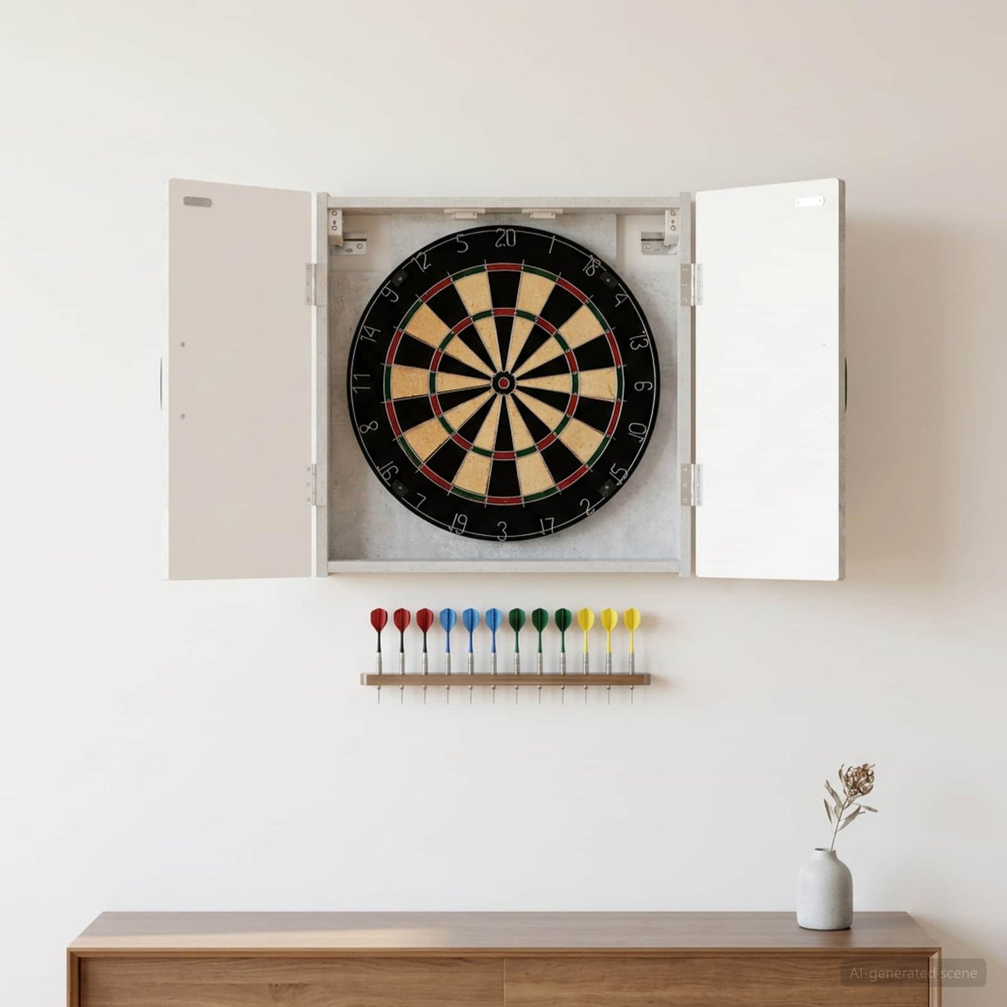 Dartboard Cabinet HAARLEM Concrete Grey 52.5 x 10.5 x 53.5 cm