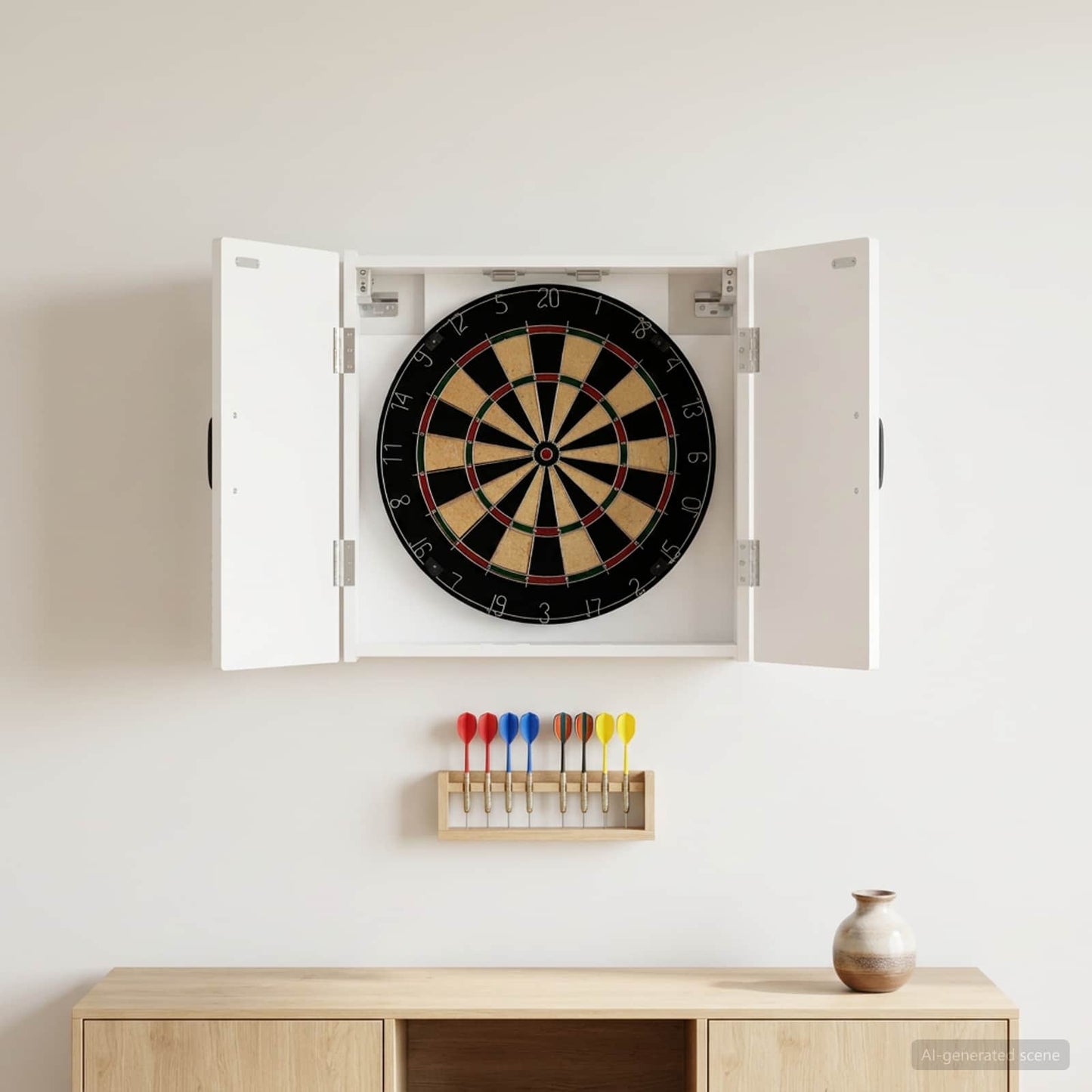 Dartboard Cabinet HAARLEM High Gloss White Engineered Wood