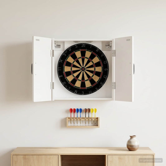 Dartboard Cabinet HOORN High Gloss White 52.5 x 10.5 x 53.5 cm
