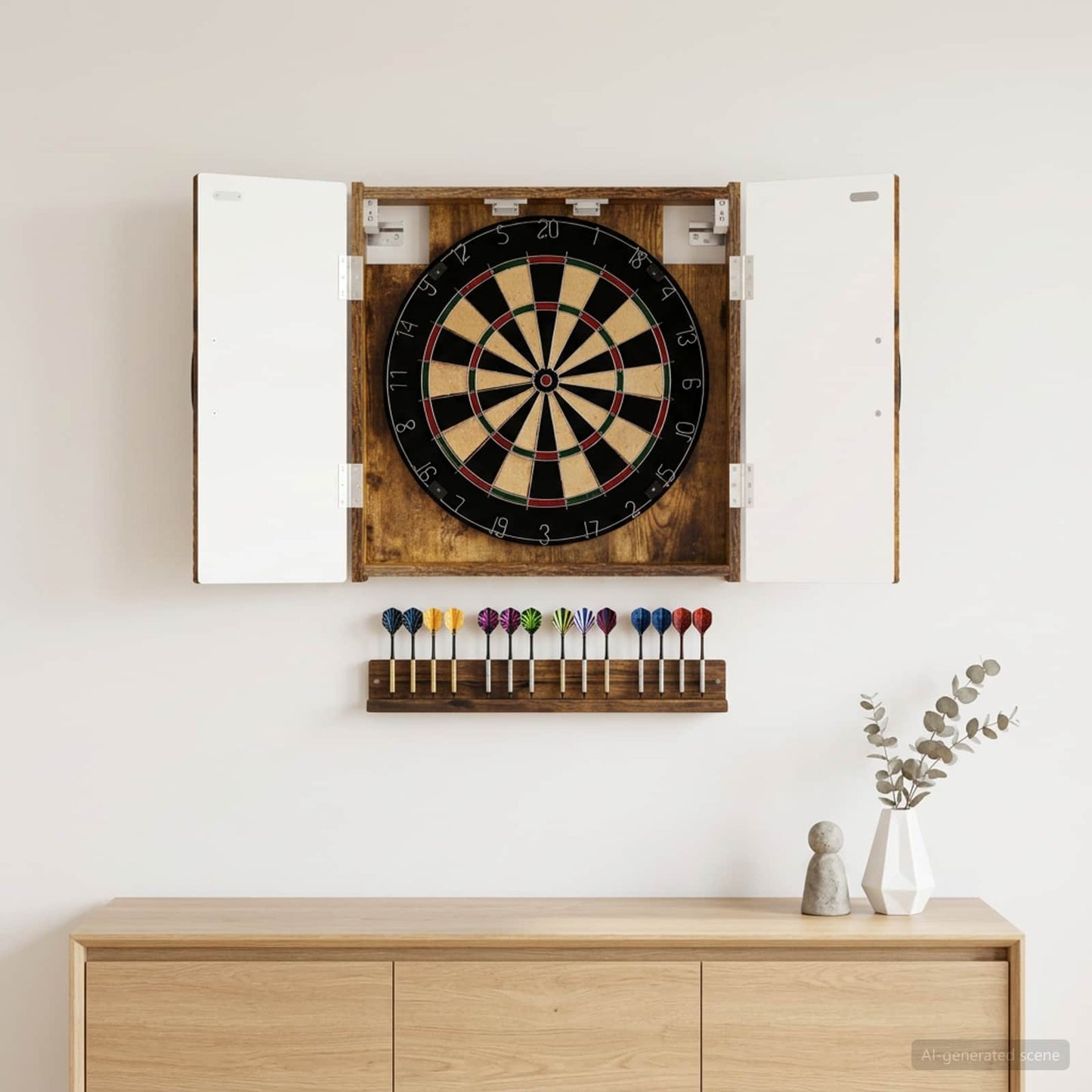 Dartboard Cabinet UTRECHT Smoked Oak 52.5 x 10.5 x 53.5 cm
