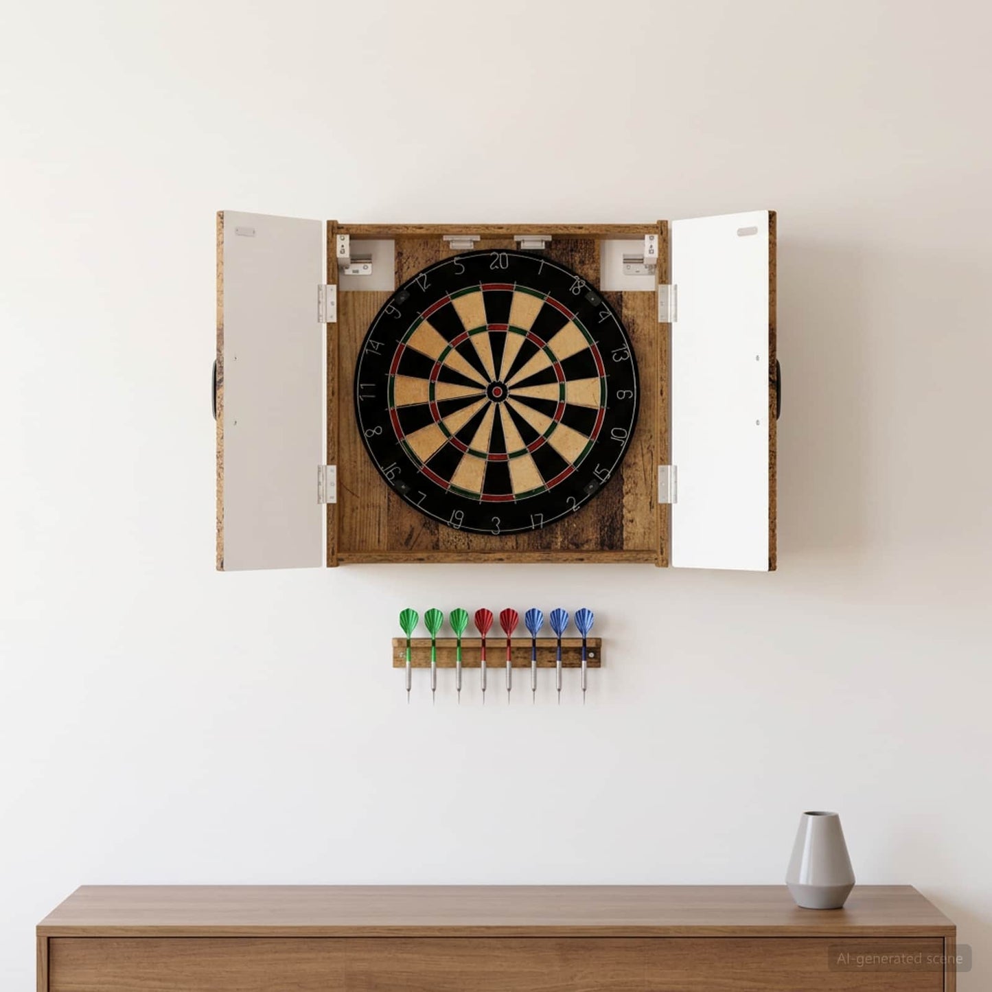 Dartboard Cabinet HAARLEM Old Wood 52.5 x 10.5 x 53.5 cm