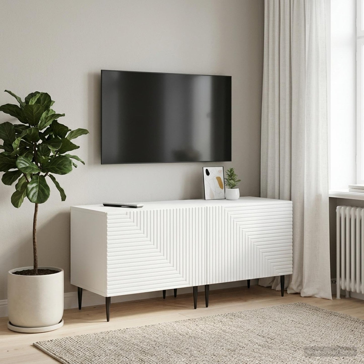 TV Cabinet White Engineered Wood