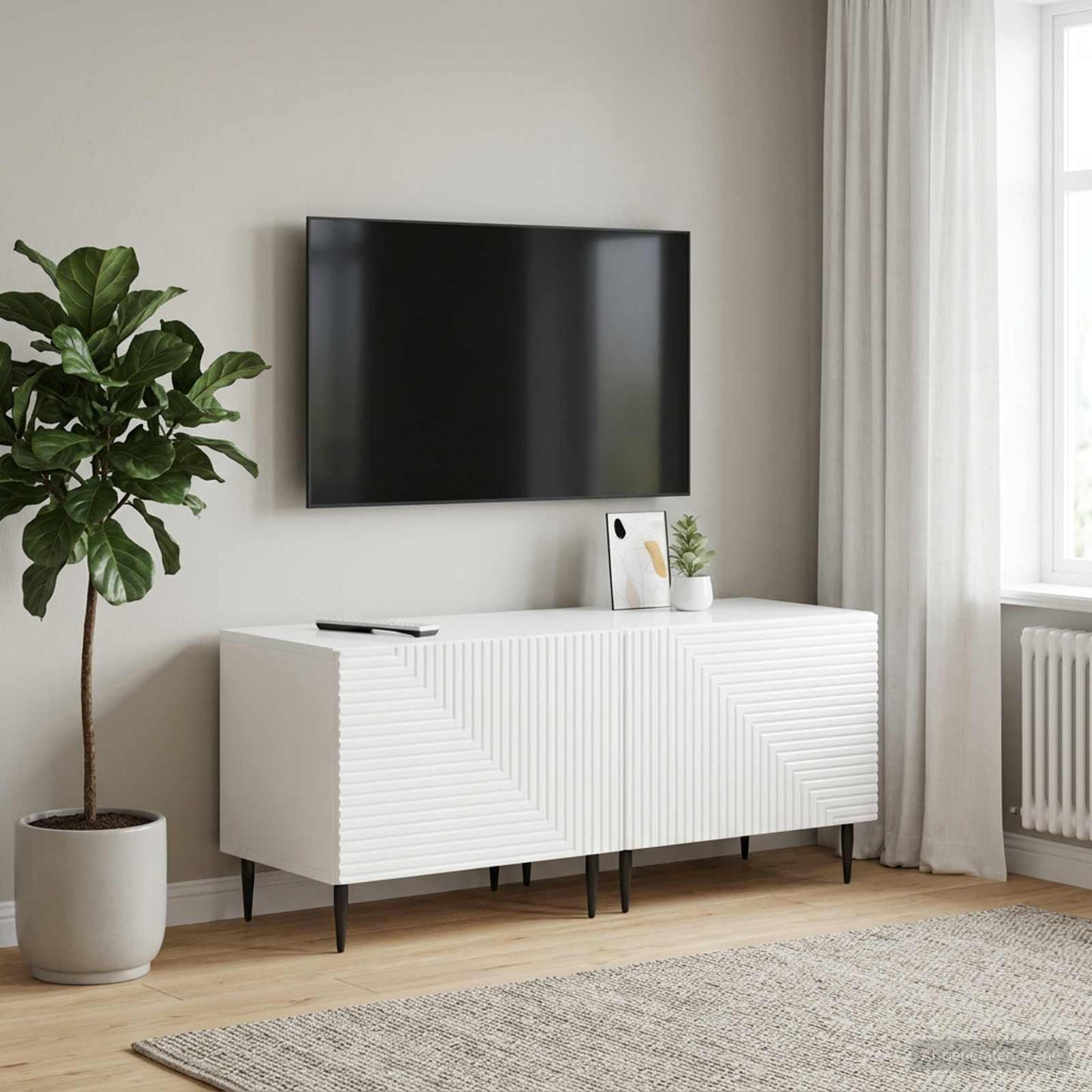 TV Cabinet High Gloss White Engineered Wood