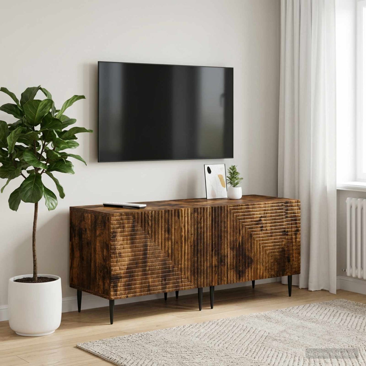 TV Cabinet Smoked Oak Engineered Wood