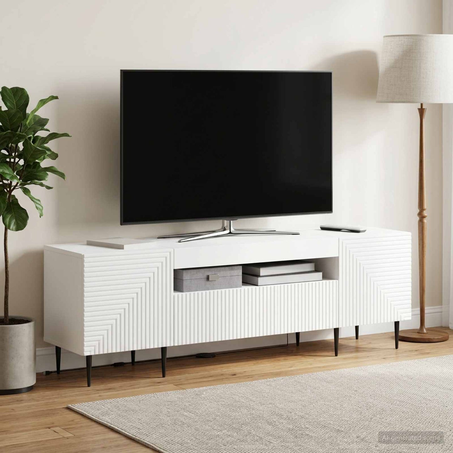 LED TV Cabinet White Engineered Wood