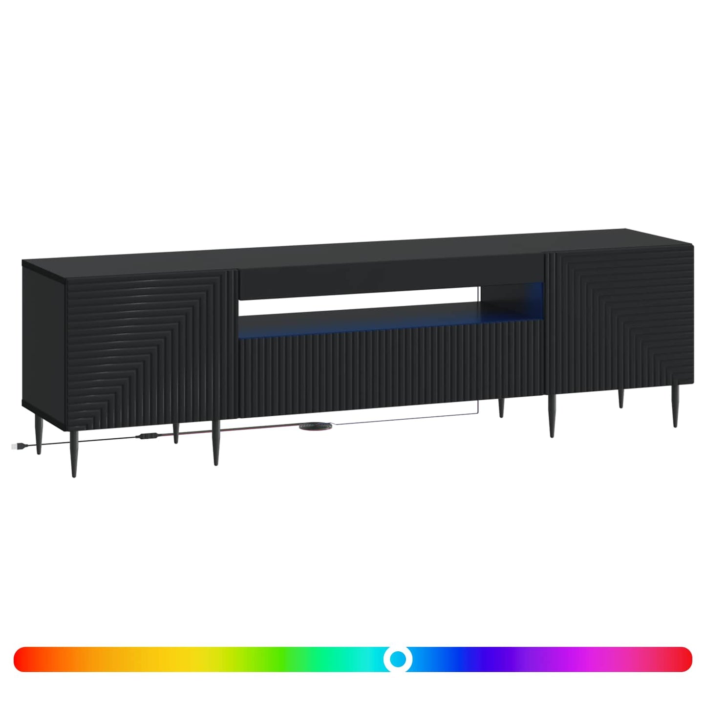 LED TV Cabinet Black Engineered Wood