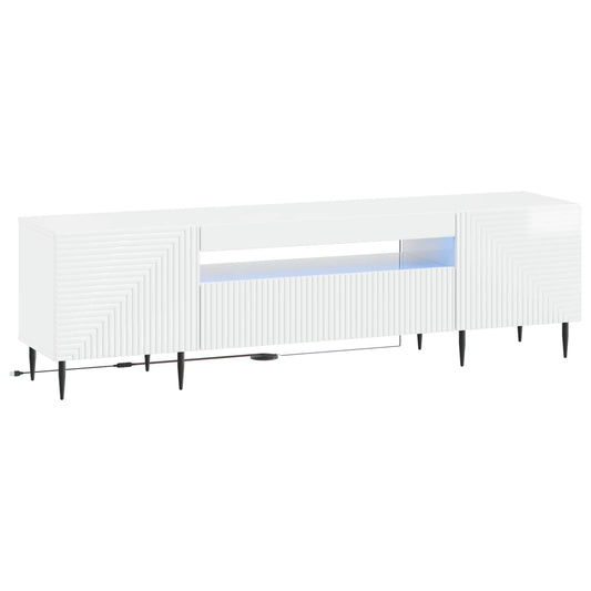 LED TV Cabinet High Gloss White Engineered Wood