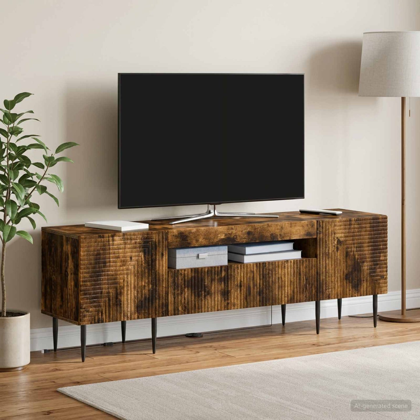 LED TV Cabinet Smoked Oak Engineered Wood