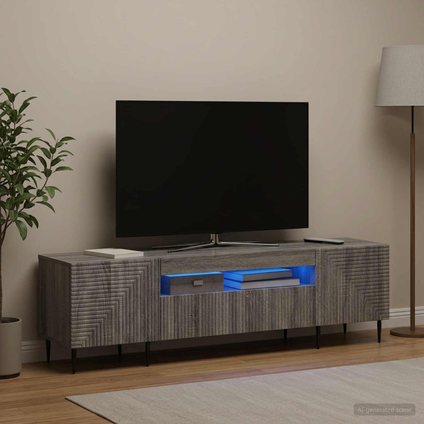 LED TV Cabinet Grey Sonoma Engineered Wood