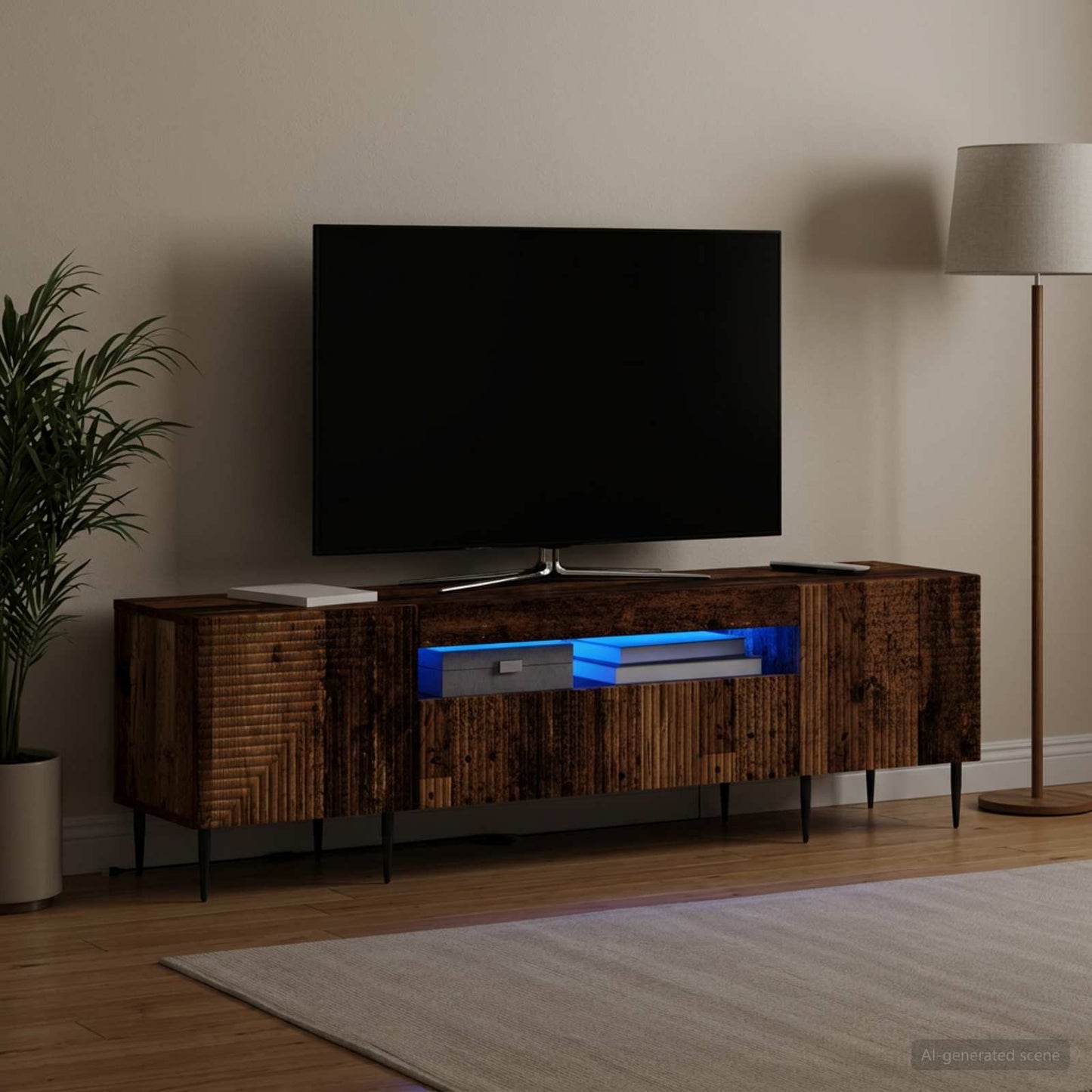 LED TV Cabinet Old Wood Engineered Wood