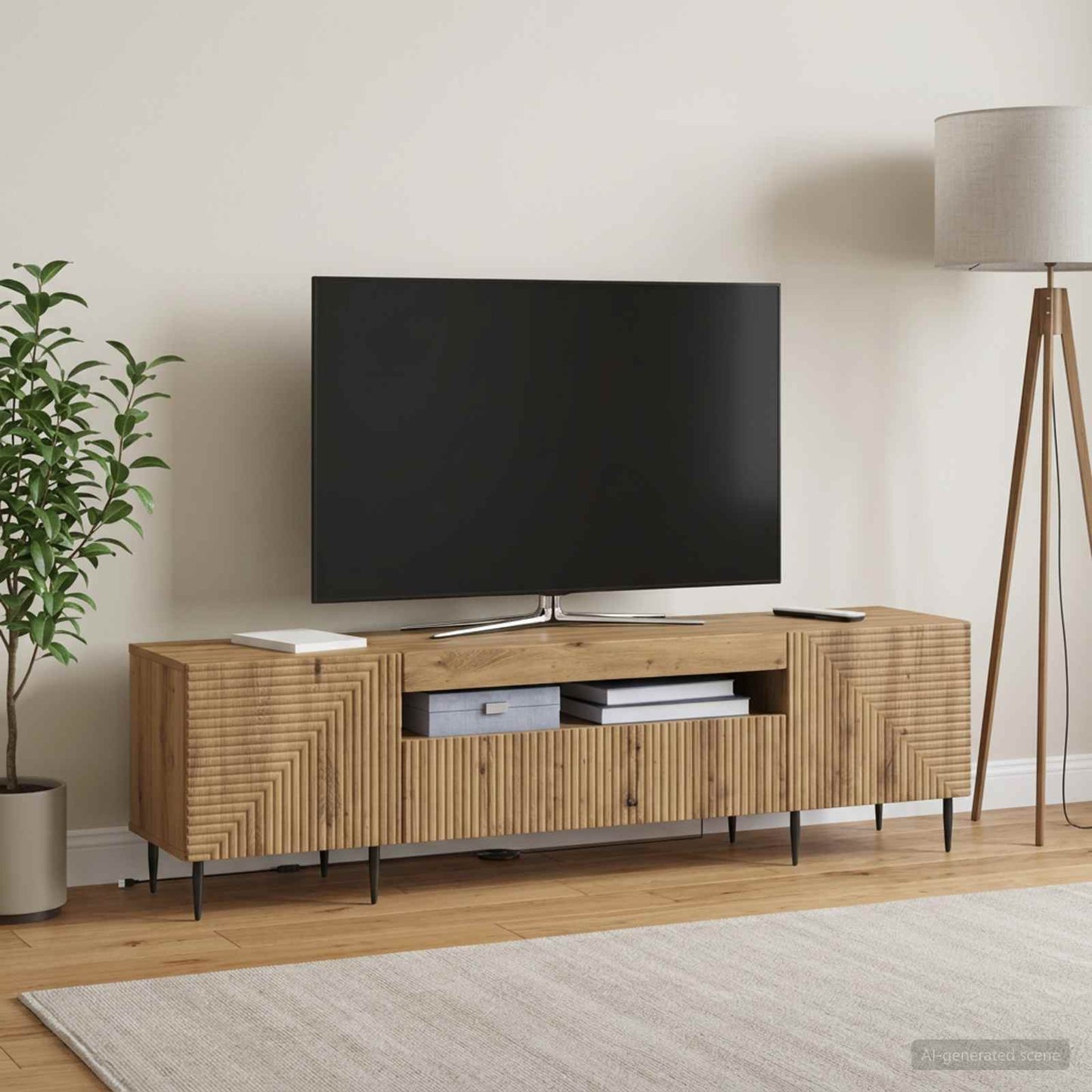 LED TV Cabinet Artisan Oak Engineered Wood