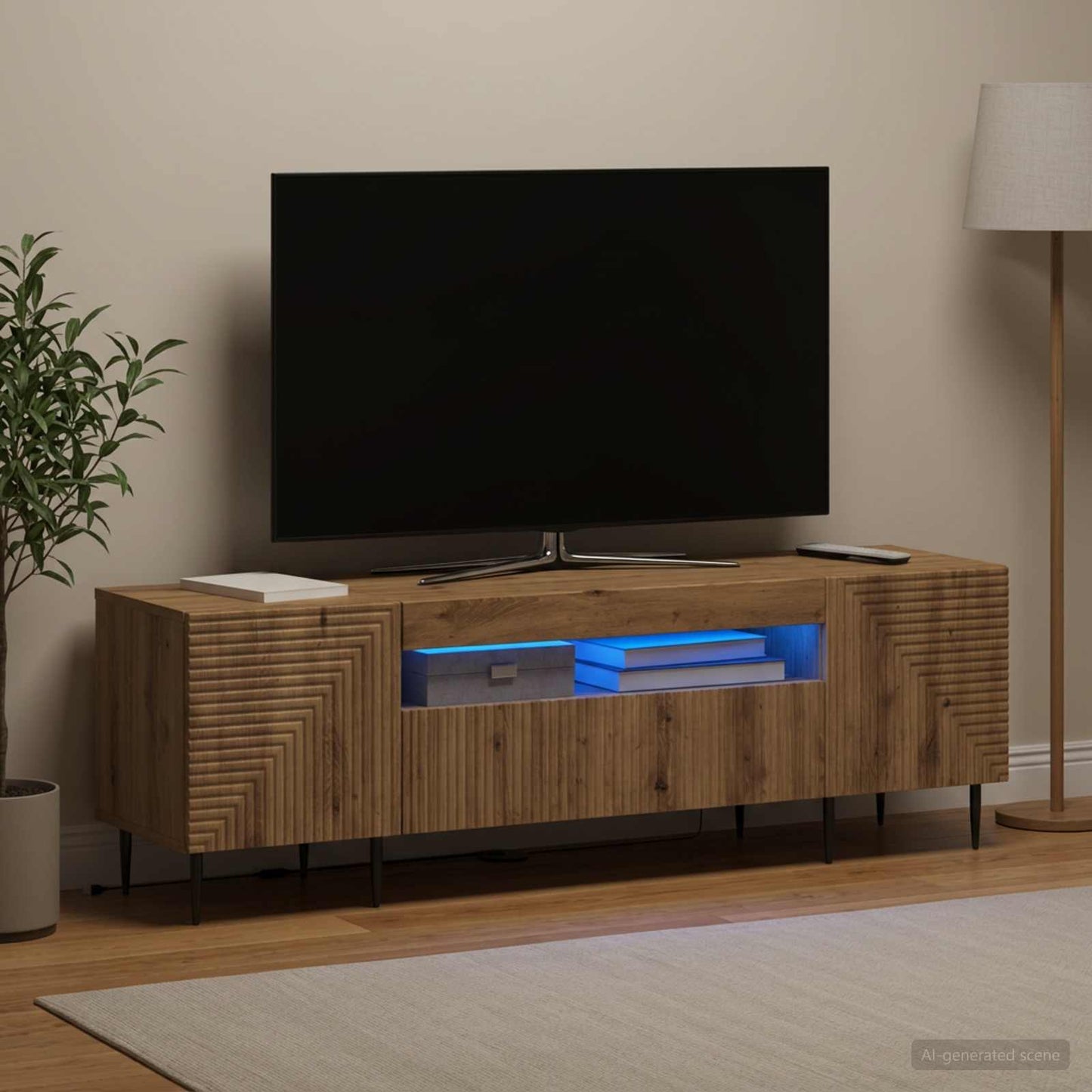 LED TV Cabinet Artisan Oak Engineered Wood