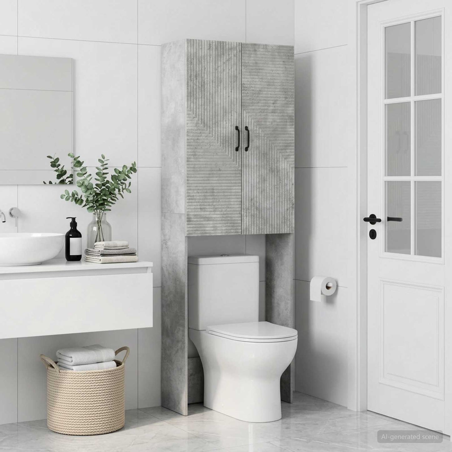 Toilet Cabinet HAARLEM Concrete Grey 66 x 25.5 x 190 cm