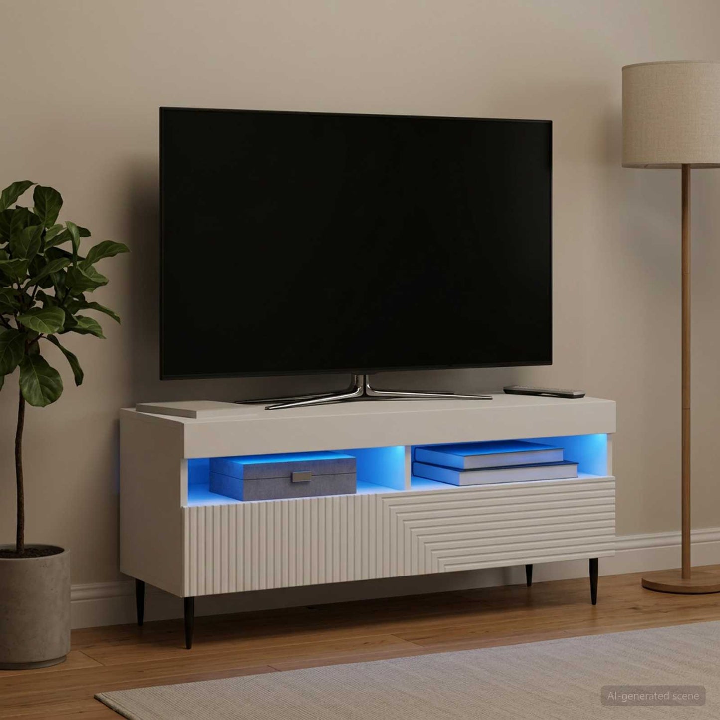 LED TV Cabinet White Engineered Wood
