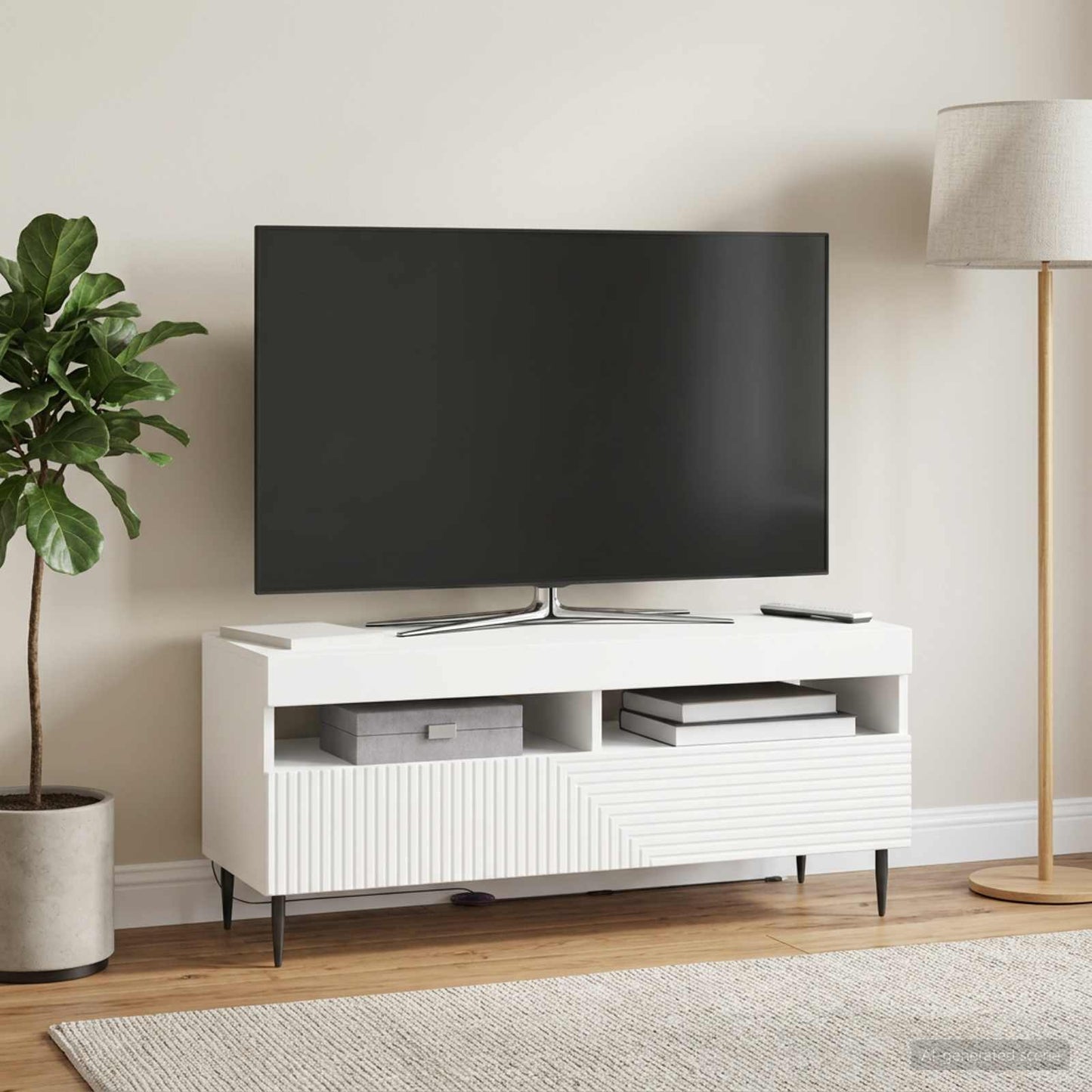 LED TV Cabinet White Engineered Wood