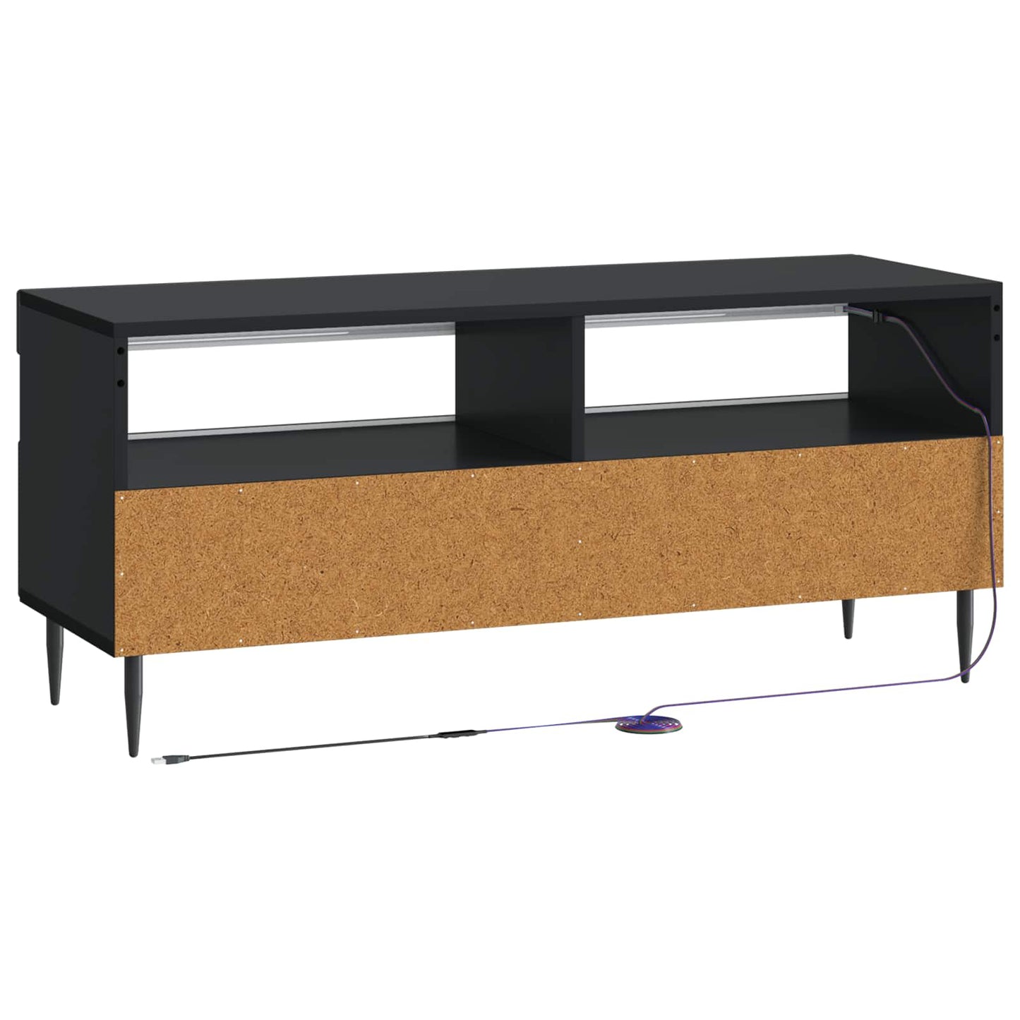 LED TV Cabinet Black Engineered Wood