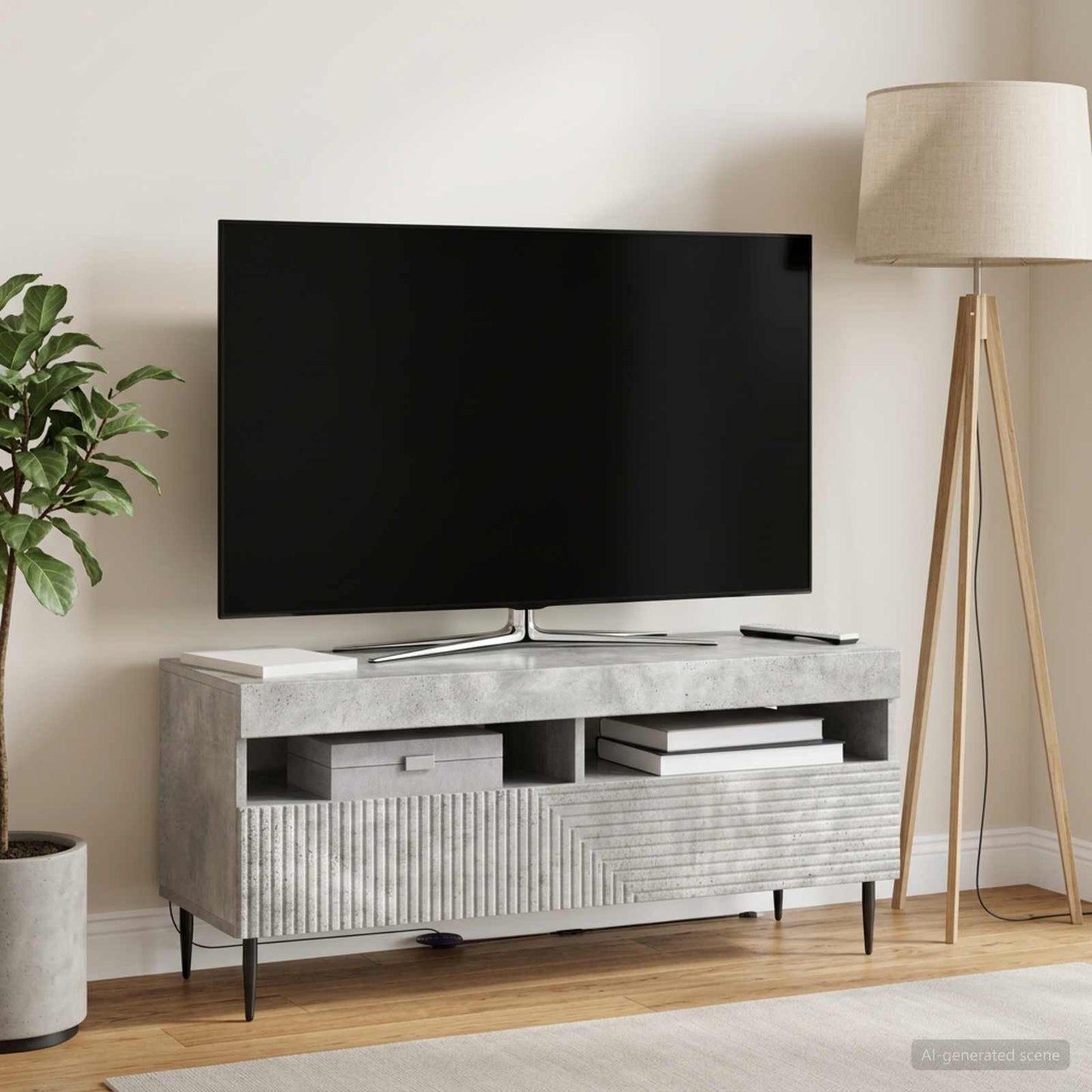 LED TV Cabinet Concrete Grey Engineered Wood