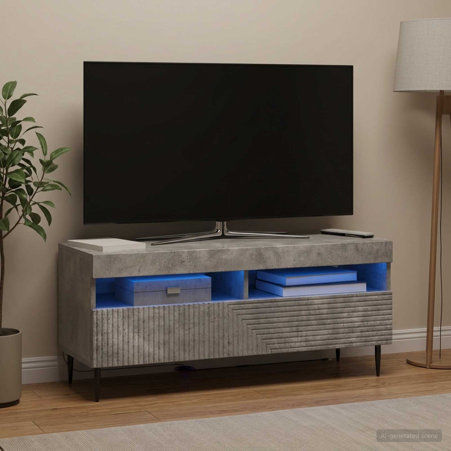 LED TV Cabinet Concrete Grey Engineered Wood