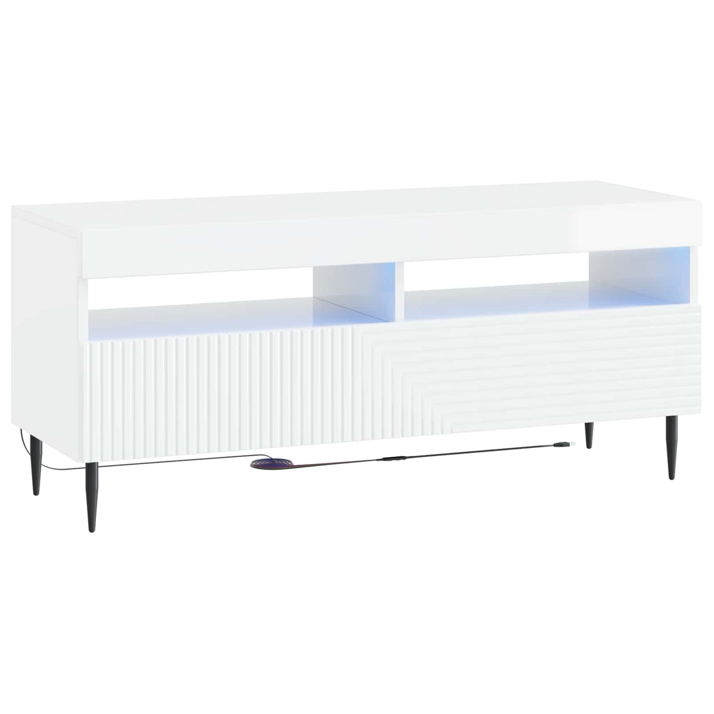 LED TV Cabinet High Gloss White Engineered Wood