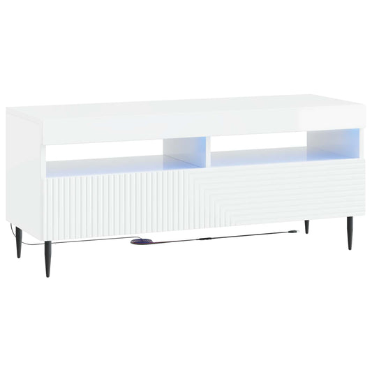 LED TV Cabinet High Gloss White Engineered Wood