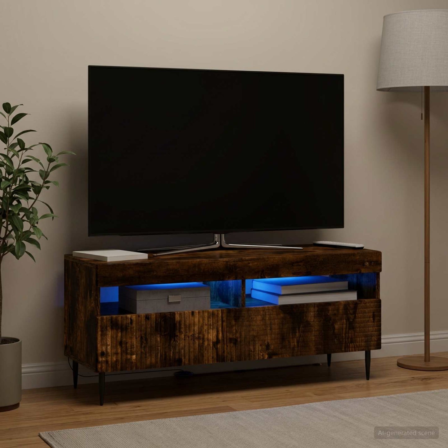 LED TV Cabinet Smoked Oak Engineered Wood