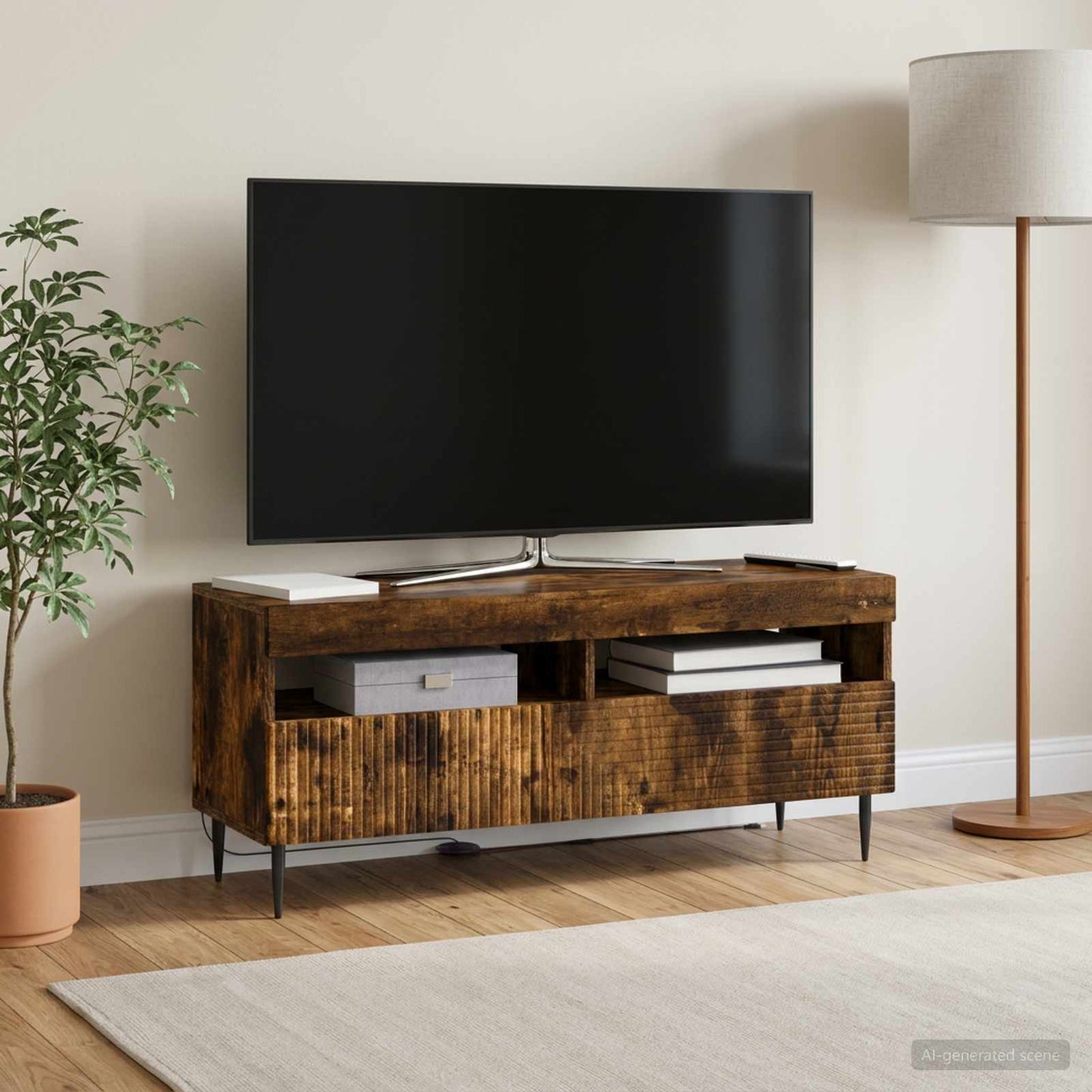 LED TV Cabinet Smoked Oak Engineered Wood
