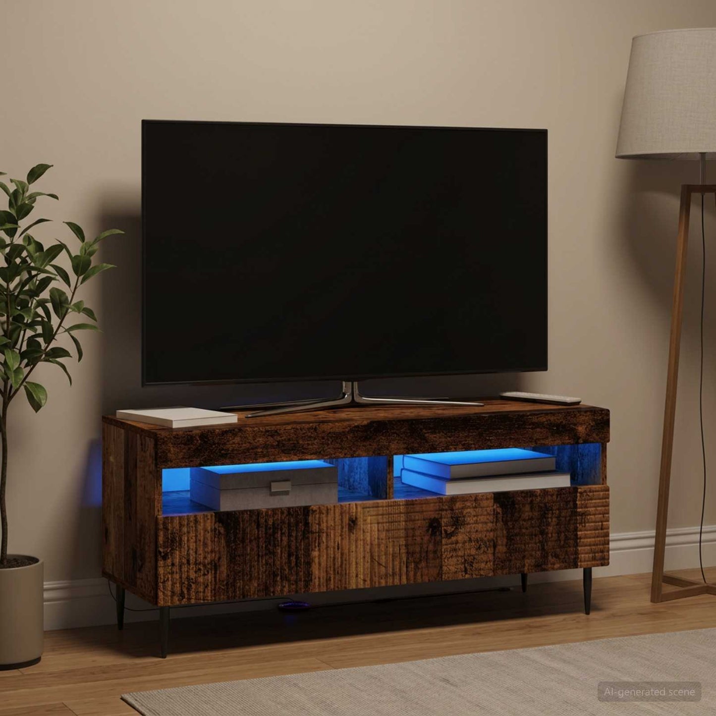 LED TV Cabinet Old Wood Engineered Wood
