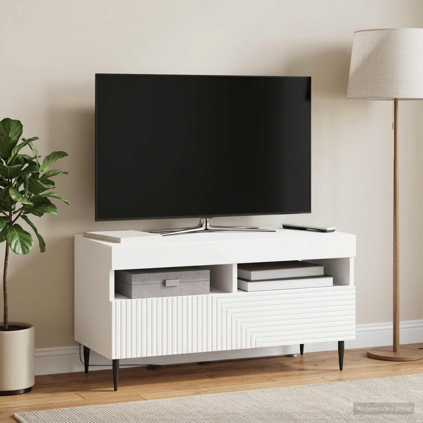 LED TV Cabinet White Engineered Wood