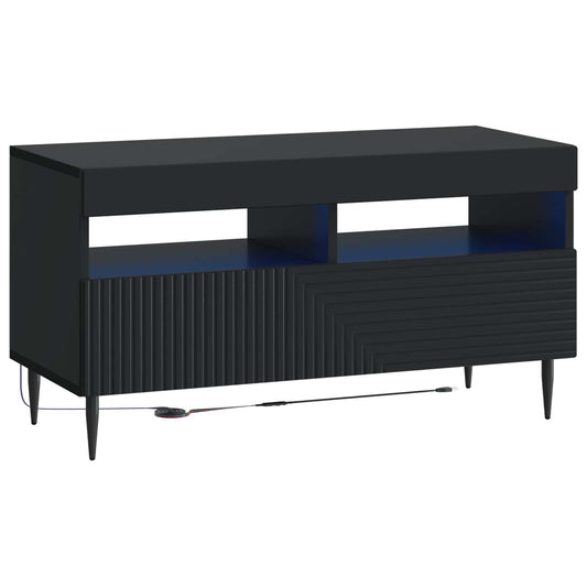 LED TV Cabinet Black Engineered Wood