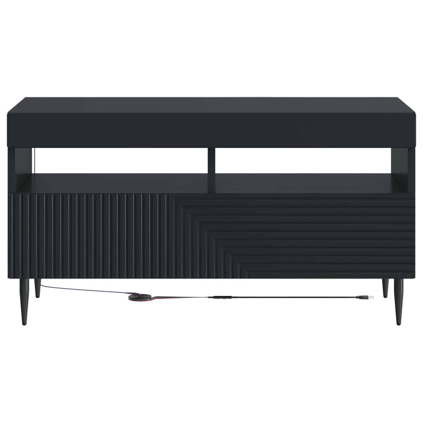 LED TV Cabinet Black Engineered Wood