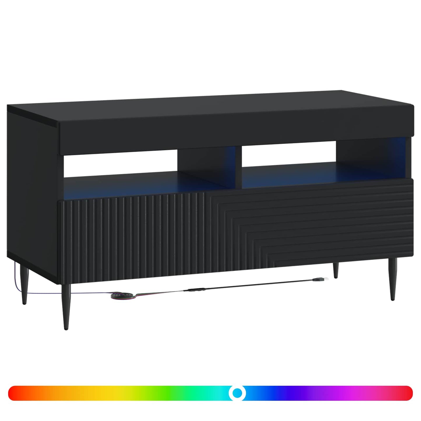 LED TV Cabinet Black Engineered Wood