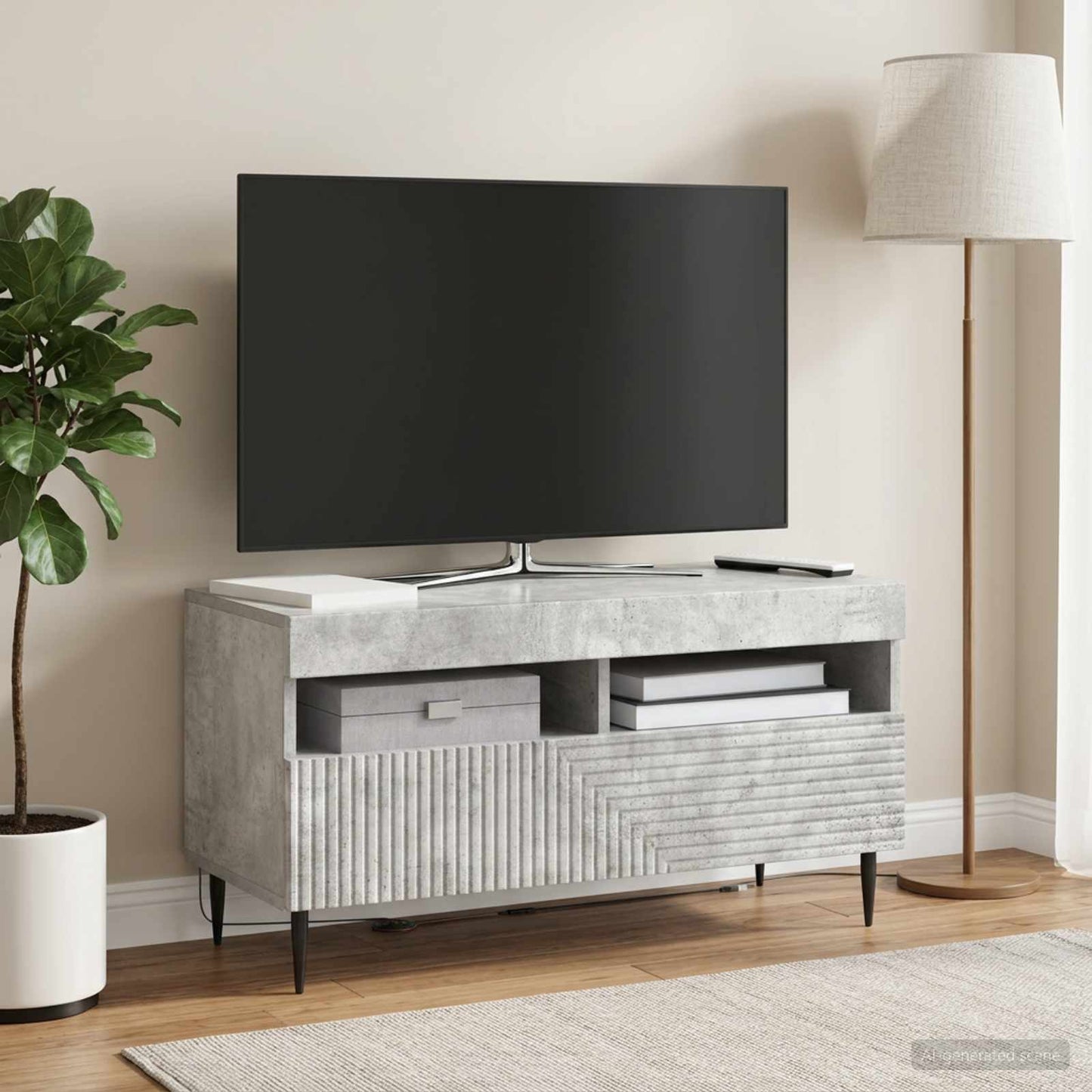 LED TV Cabinet Concrete Grey Engineered Wood