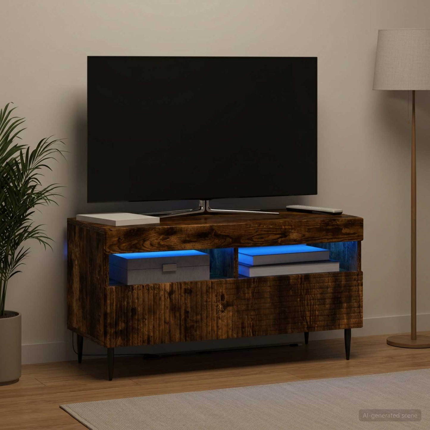 LED TV Cabinet Smoked Oak Engineered Wood
