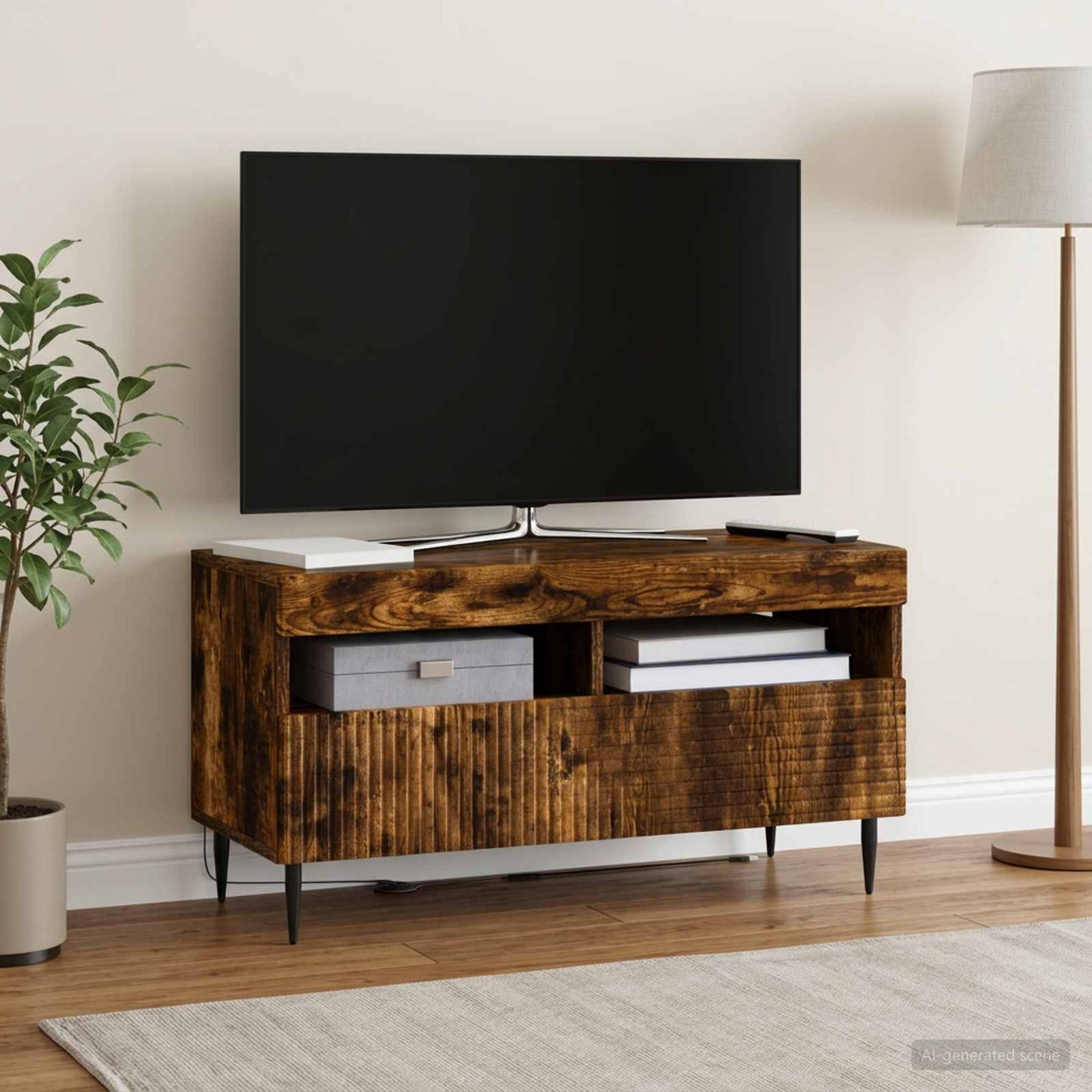 LED TV Cabinet Smoked Oak Engineered Wood